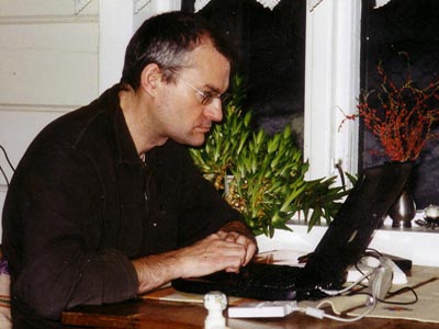 Colin Jarman typing in Norway 1992