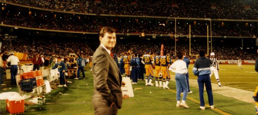 Colin on the sidelines of the 1986 Rams v Cowboys Monday Night Game