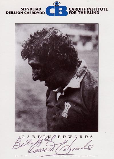 GARETH EDWARDS (wales & British Lions Scrum Half) signed postcard.