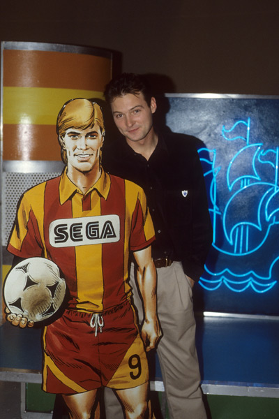 Roy Race meets John Lesley in the Blue Peter studio - Roy of the Rovers